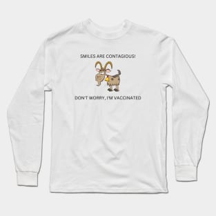 Funny Goat Vaccine, Grumpy Person, Funny Saying, Billy goat, Resting Face, RBF Long Sleeve T-Shirt